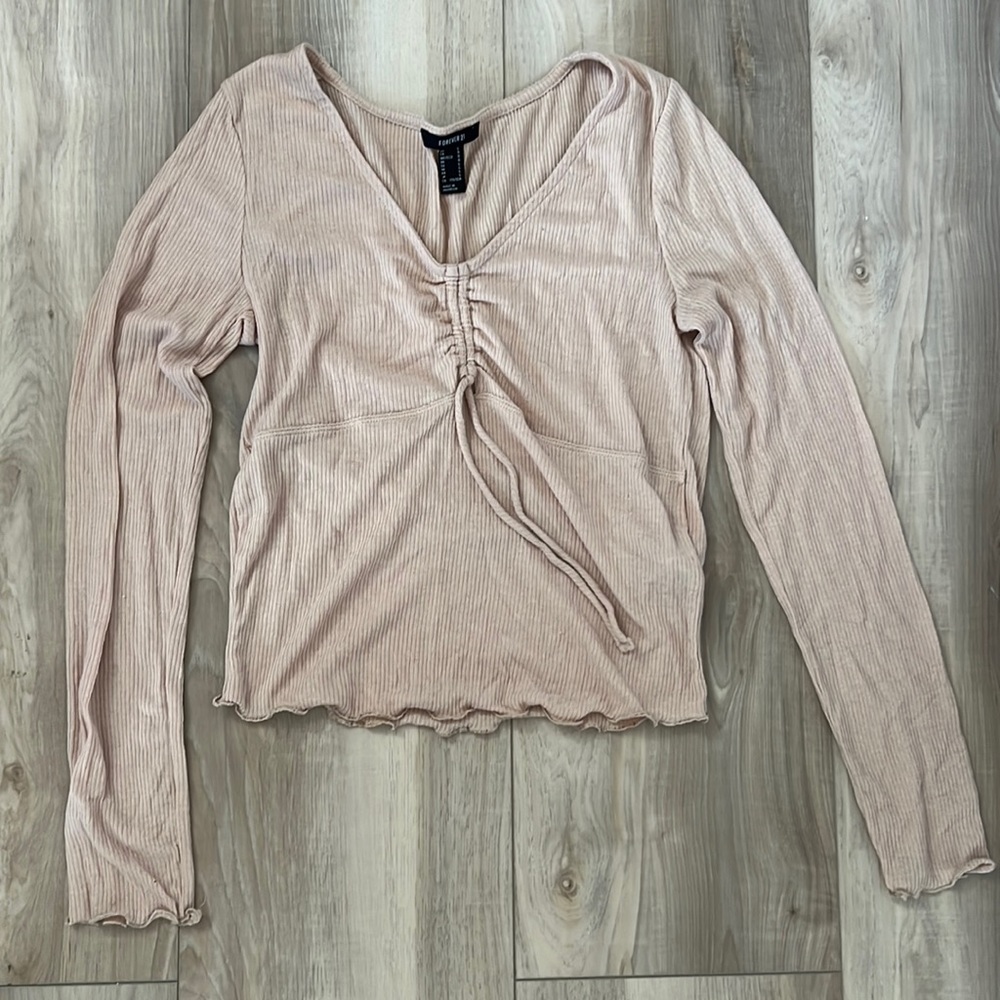 Forever 21 Nude Soft Ribbed Long Sleeve